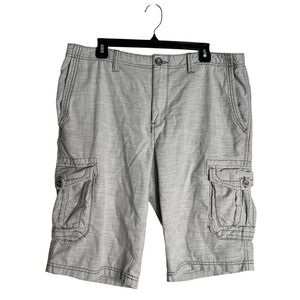 BKE Mens Grey Micro Stripe Cotton Cargo Shorts Size 36 Casual Outdoor